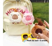 with Hair Squeeze Capybara Keychain Soft Chirping Kapibara Pendant  Bag Hanging blanco