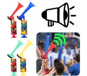 Bocina de fútbol con voz fuerte, bocina de fútbol para animar con aire, bocina de bomba de aire portátil para eventos deportivos en bote, fiestas de cumpleaños azul