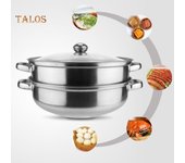 Olla de vapor de 2 capas de acero inoxidable TK de 28 cm para cocinar al vapor sopas y sopas con tapa 28cm