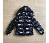Chaqueta de plumón para hombre, chaqueta ligera y cálida de invierno, chaqueta acolchada estampada, chaqueta de invierno unisex con capucha L negro