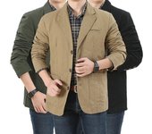 Chaqueta de algodón para traje informal de talla grande para hombre, otoño/invierno L caqui