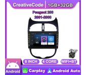 8 pulgadas para Peugeot 206 2001-2008 con botón perilla Android Car Radio reproductor Multimedia navegador estéreo GPS 2 Din 1 + 32GB 1+32GB