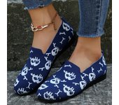 2024 Zapatos planos de lona de verano para mujer, zapatos de mujer casuales de moda con punta cerrada, zapatos de mujer grandes y cómodos con estampado de moda 37 negro