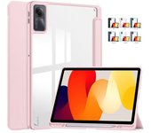 Funda para Redmi Pad SE con soporte para bolígrafo, piel sintética, acrílico, transparente, plegable, para Xiaomi Redmi Pad SE, 11 pulgadas, funda inteligente Redmi Pad SE 11 inch color rosa