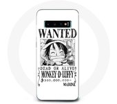 Coque pour Samsung Galaxy S10 One Piece Manga affiche de recherche Blanche