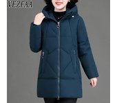 VEZFAA Chaquetas y abrigos de manga larga con estampado de colores sólidos para otoño e invierno a la moda para mujer Abrigos de plumas XXXXXXL