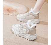 Zapatos de plataforma de algodón para mujer, zapatillas informales con cordones, botines, zapatillas para correr para mujer, zapatos cálidos de algodón 35 negro