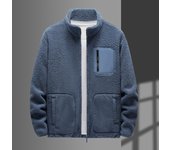 Chaqueta de lana de oveja para hombre, chaqueta polar para exteriores de gran tamaño para hombre, otoño e invierno, chaqueta holgada de cuello alto de terciopelo de peluche y terciopelo engrosada para M
