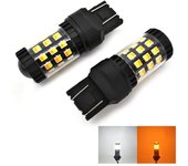 2 bombillas LED W21/5W 7443 12V CANBUS blanco-naranja todoterreno