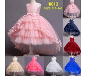Vestido de princesa de encaje para niñas, elegante vestido de cumpleaños con cola, ropa de Navidad para niñas pequeñas 160 blanco
