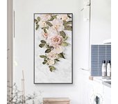 Cuadro sobre lienzo de rosas frescas nórdicas en color rosa, carteles blancos, impresiones, decoración de belleza moderna, imágenes artísticas de pared para sala de estar, dormitorio y pasillo 20cm×40cm NoFrame