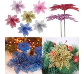Flores huecas para boda, fiesta, Navidad, decoración de árbol de Navidad, Poinsettia, 6 pulgadas rojo