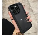 Funda de lujo resistente y resistente a los golpes para iPhone 16, 15, 14, 13, 12, 11 Pro Max, 16 Plus, carcasa trasera rígida de silicona transparente For iPhone 15 negro
