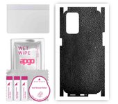 apgo Protective Skin Sticker for the back+sides compatible with Oppo Reno 6 5G, Full Wrap Film, Foil, Vinyl - Pattern Black Leather