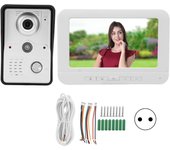 Videoportero de 7 pulgadas con visión nocturna, corte IR, audio bidireccional, desbloqueo remoto, timbre impermeable para el hogar