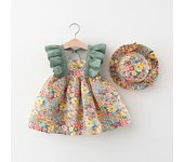 Ropa de verano para niña, vestidos de playa informales con estampado de moda, vestido de princesa con lazo bonito, conjunto de ropa para recién nacido 110cm verde