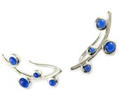 Les Trésors De Lily [P0658] - Boucles contours d'oreilles argent 'Princesse Opale' bleu argenté (rhodié) plata