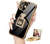 Funda de teléfono para mujer con soporte de espejo para iPhone 14 Pro Max Plus 13 12 11 Fundas para móviles para niñas Carcasa trasera de silicona suave con soporte For iPhone 13 Pro