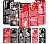 Funda de cristal con diseño de muñeco de nieve navideño para Samsung Galaxy S22, S20 FE, S21 Plus, S10 5G, S9, Note 20 Ultra y 10 Lite Samsung S21 5G