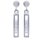 Les Trésors De Lily [H6247] - Boucles Argent 'Déesse' blanc argenté - 23x3 mm plata