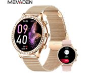 Reloj inteligente MEVADEN con llamadas Bluetooth para mujer, reloj con esfera personalizada, pulsera deportiva para fitness, reloj inteligente de moda para mujer para Android IOS oro