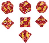 7pcs Dados de Metal Huecos Poliedrales Portátiles Ligeros Grabados Enseñanza de Matemáticas Dados de Metal