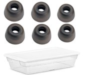 Almohadillas de silicona para auriculares Jabra Elite Active Galaxy (3 tamaños, 3 pares, gris) A-Focus 65t, 65t, Buds, etc.. Tallas S/M/L [Estuche ajustado]