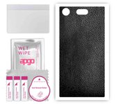 apgo Protective Skin Sticker for the back compatible with Sony Xperia XZ1 Compact, Wrap Film, Foil, Vinyl - Pattern Black Leather