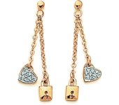 Les Trésors De Lily [D4605] - Pendientes chapados en oro 'Key of Love' oro blanco - 35x5 mm oro