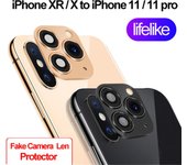 Protector de Pantalla para iPhone XR X Cambiar a iPhone 11 Pro Max Cubierta Adhesiva Falsa para Lente de Cámara