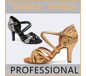 Zapatos de baile latino de cuero PU para mujer, zapatos de baile de salón para fiesta de Salsa, tacón alto de 8cm 34 negro