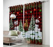 Cortinas navideñas para ventana, decoración para el hogar, dormitorio, cocina, sala de estar, adornos navideños, regalos de Navidad, Navidad Natal, Año Nuevo 2024 50W130H(CM)x2&Hook