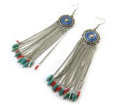 Les Trésors De Lily [N4678] - Boucles Créateur 'Navajos' bleu vert rouge