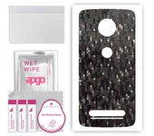 apgo Protective Skin Sticker for the back compatible with Motorola Moto Z2 Play, Wrap Film, Foil, Vinyl - Pattern Carbon Black Pixel