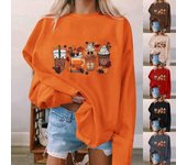 Sudadera con capucha y manga larga informal con estampado de Halloween para mujer XXL marrón