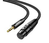 Cable de conversión XLR UGREEN Cable de micrófono XLR macho a XLR hembra Conexión no balanceada Trenzado de nailon Cable de conversión estéreo a XLR de alta durabilidad negro