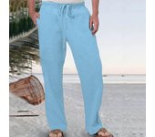 Pantalones de playa para hombre, de pierna ancha, rectos, finos, con bolsillos laterales, con cordón, cintura elástica, de color liso, para gimnasio, entrenamiento, jogging, pantalones largos XL azul
