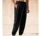 Pantalones deportivos Elegantes, de talle medio, ligeros, para entrenamiento de baloncesto, pantalones de chándal con botones laterales, pantalones para correr, ropa de calle 2XL negro