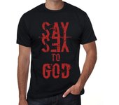 Camiseta vintage para hombre Camiseta gráfica Say Yes to GOD Deep Black XS negro