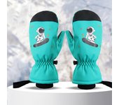 Guantes impermeables a prueba de viento para bicicleta para niños, guantes cálidos gruesos de invierno para niños, deportes al aire libre, esquí M negro