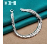 Pulsera de cadena de serpiente de 10 mm, plata de ley 925, joyería de moda para bodas 20cm