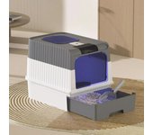 Caja de arena para gatos esterilizada con rayos ultravioleta, caja de arena gigante para gatos con cajón, bandeja de arena para gatos totalmente cerrada, inodoro para gatos de gran capacidad que elimina los olores