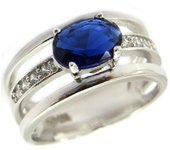 Anillo plata 'Sissi' zafiro blanco 52 azul