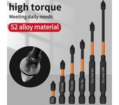 5 o 6 piezas de destornillador de cruz con cabeza fuerte, magnético, antideslizante, de alta dureza, herramienta de destornillador eléctrico, taladro eléctrico, hexagonal extendido 5PCS