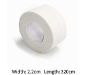 Cinta autoadhesiva fuerte de PVC para baño, cocina, ducha, impermeable, a prueba de moho, tira de sellado para fregadero y baño, tira de calafateo para huecos de inodoro 2.2CM x 320CM blanco