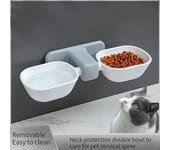 1 cuenco para gatos montado en la pared, cuenco doble para comida de mascotas, cuenco colgante para perros y gatos, cuenco de agua de altura ajustable para comida de mascotas blanco