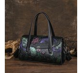 Johnature bolso Retro de cuero genuino para mujer, bolso de hombro y bandolera versátil hecho a mano a la moda en relieve azul