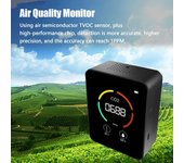 Monitor de calidad del aire Detector de dióxido de carbono portátil 3 en 1 medidor de humedad y temperatura CO2 TVOC negro