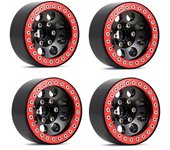 Llanta de aleación de aluminio con bloqueo de cuentas de 2,2 pulgadas, 4 piezas de repuesto para TRAX4 SCX10 90046 rojo/negro