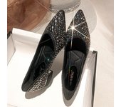 Zapatos de verano para mujer con punta en punta, boca poco profunda, zapatos planos con diamantes de imitación, zapatos náuticos de gran tamaño con temperamento 38